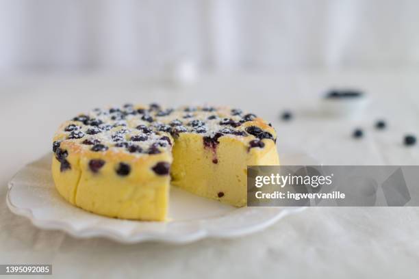 cheesecake with blueberries on a plate - cheesecake stock pictures, royalty-free photos & images