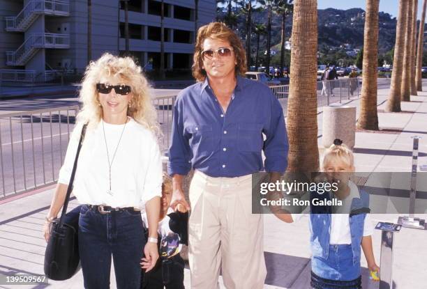 Actor Michael Landon, wife Cindy Landon, son Sean Landon and daughter Jennifer Landon attend "The Wizard" Universal City Premiere on December 2, 1989...