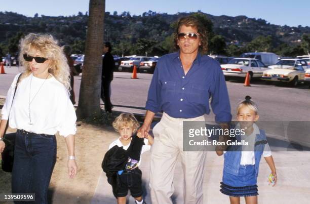 Actor Michael Landon, wife Cindy Landon, son Sean Landon and daughter Jennifer Landon attend "The Wizard" Universal City Premiere on December 2, 1989...
