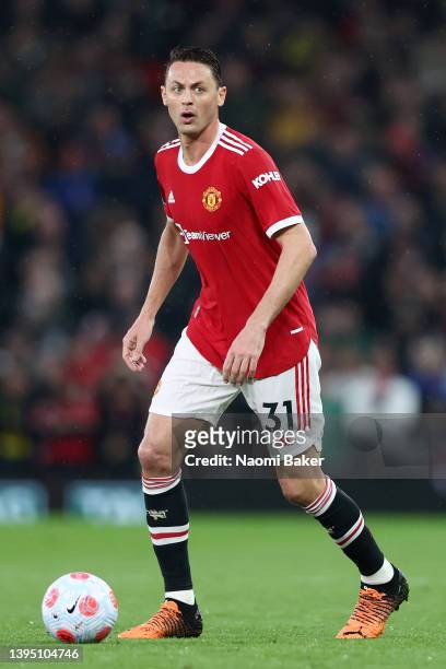 Nemanja Matic of Manchester United in action during the Premier League match between Manchester United and Brentford at Old Trafford on May 02, 2022...