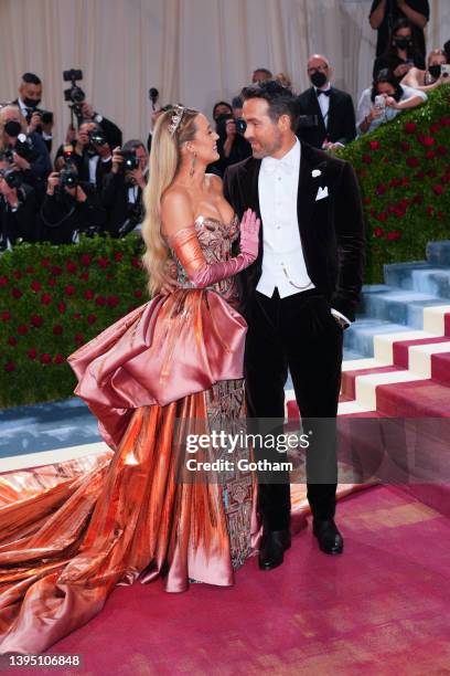 Blake Lively and Ryan Reynolds attend The 2022 Met Gala Celebrating "In America: An Anthology of Fashion" at The Metropolitan Museum of Art on May 2,...