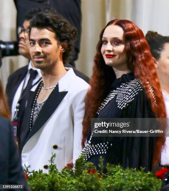 Joe Jonas and Sophie Turner are seen arriving to the 2022 Met Gala Celebrating "In America: An Anthology of Fashion" at The Metropolitan Museum of...