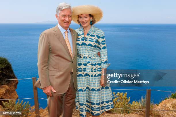 King Philippe of Belgium and Queen Mathilde visit the Temple of Poseidon on the second day of their official three-days state visit to Greece on May...