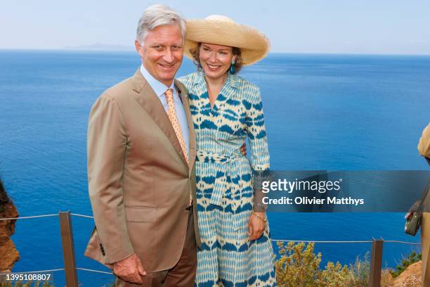 King Philippe of Belgium and Queen Mathilde visit the Temple of Poseidon on the second day of their official three-days state visit to Greece on May...