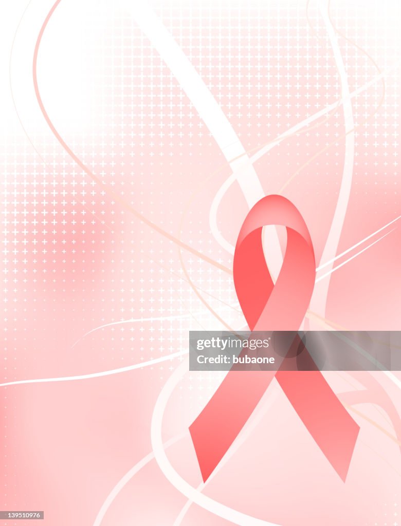 Breast cancer support ribbon on pink Background