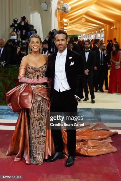 Blake Lively and Ryan Reynolds attend the 2022 Costume Institute Benefit celebrating In America: An Anthology of Fashion at Metropolitan Museum of...