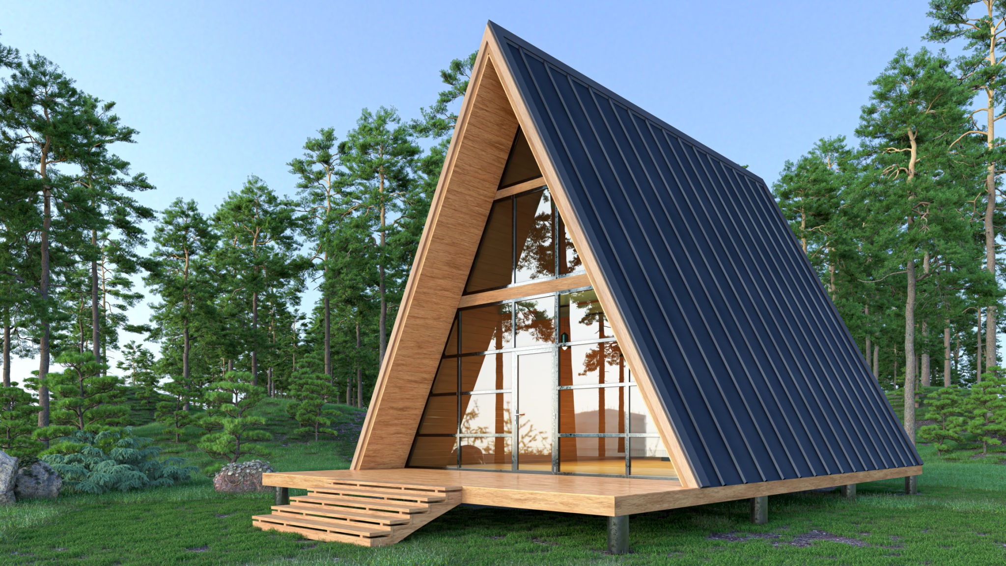 a frame cabin