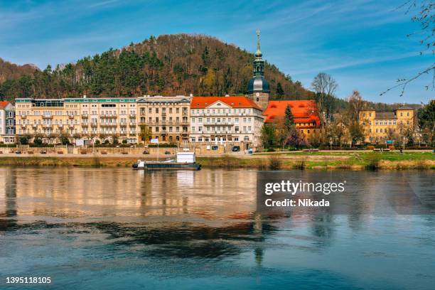 bad schandau elbe promenade - saxony stock pictures, royalty-free photos & images