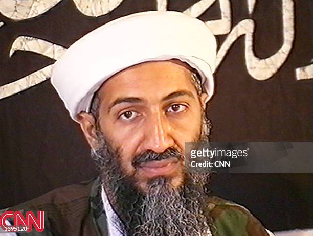 This image taken from a collection of videotapes obtained by CNN shows Saudi terrorist suspect Osama bin Laden at a press conference May 26, 1998 in...