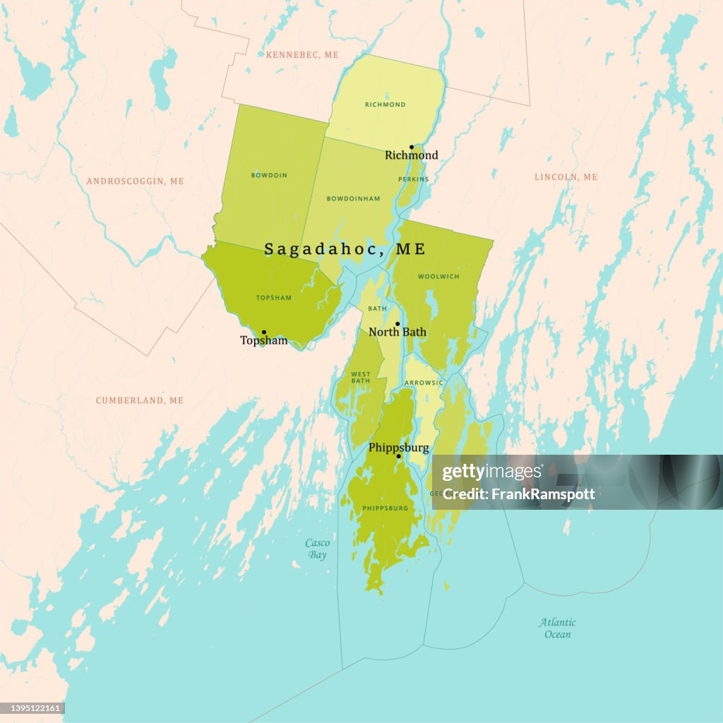 ME Sagadahoc Vector Map Green