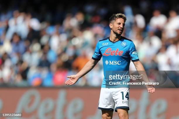 Dries Mertens of SSC Napoli during the Serie A match between SSC Napoli and US Sassuolo at Stadio Diego Armando Maradona on April 30, 2022 in Naples,...