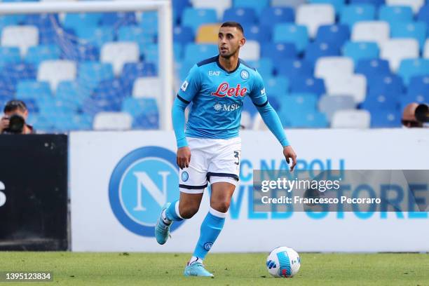 Faouzi Ghoulam of SSC Napoli during the Serie A match between SSC Napoli and US Sassuolo at Stadio Diego Armando Maradona on April 30, 2022 in...