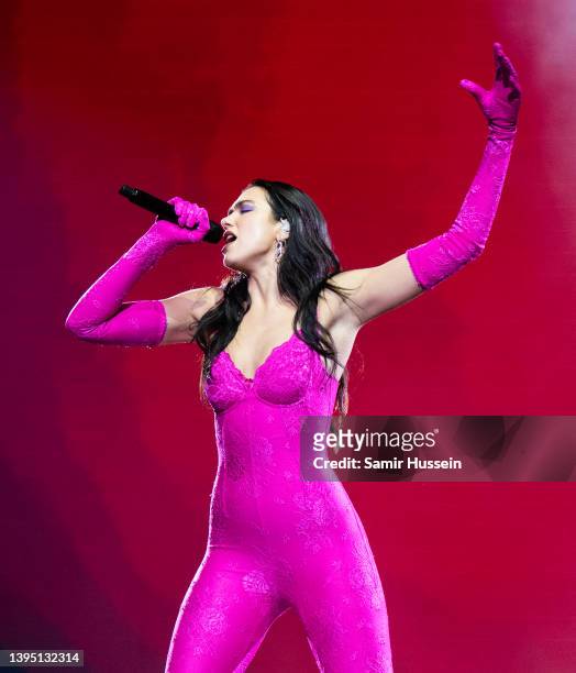 Dua Lipa performs live at The O2 Arena at part of her Future Nostalgia Tour on May 02, 2022 in London, England.