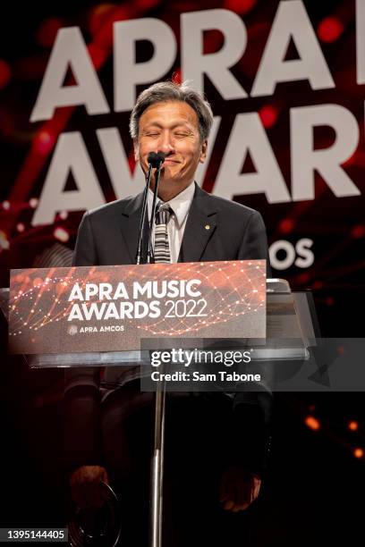 Jeff Fatt after winning the Ted Albert Award for Outstanding Services to Australian Music, during the 2022 APRA Music Awards at Melbourne Town Hall...