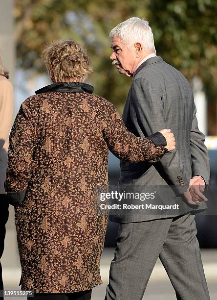 Former president of Catalunya Pasqual Maragall and his wife Diana Garrigosa visit the Pasqual Maragall Foundation at the Barcelona Biomedical Science...