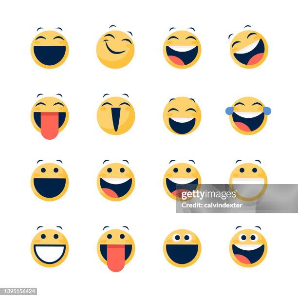emoticons collection happiness - anticipation icon stock illustrations