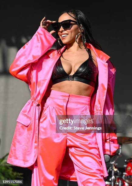 Singer Tinashe performs on Day 2 of Sol Blume Festival 2022 at at Discovery Park on May 01, 2022 in Sacramento, California.