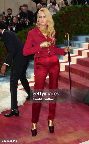 Cara Delevingne attends The 2022 Met Gala Celebrating "In America: An Anthology of Fashion" at The Metropolitan Museum of Art on May 2, 2022 in New...