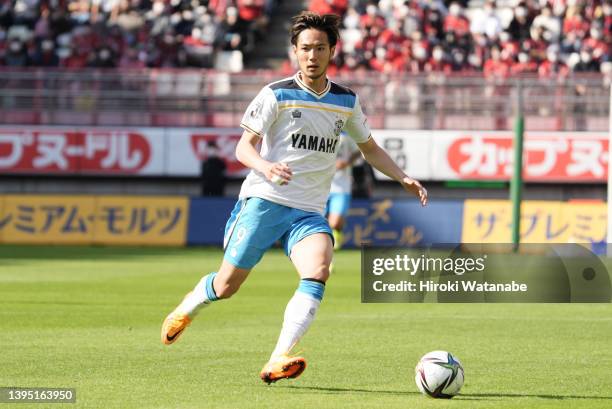 Kenyu Sugimoto of Jubilo Iwata in action during the J.LEAGUE Meiji Yasuda J1 11th Sec. Match between Kashima Antlers and Jubilo Iwata at Kashima...