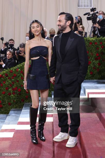 Hoyeon Jung and Nicolas Ghesquiere attend "In America: An Anthology of Fashion," the 2022 Costume Institute Benefit at The Metropolitan Museum of Art...