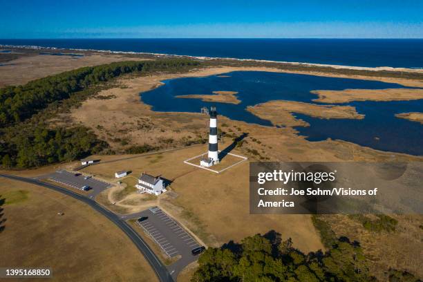 Bodie Island Light Station, Cape Hatteras, from the air, Nags Head, North Carolina.
