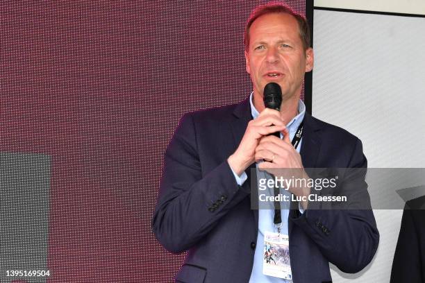 Christian Prudhomme of France TDF Director ASO attends to the podium ceremony after the 66th 4 Jours De Dunkerque - Grand Prix Des Hauts De France...
