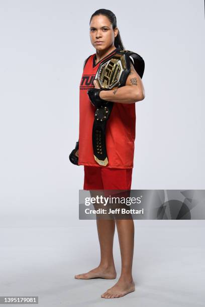 Amanda Nunes poses for a portrait during a photo session for The Ultimate Fighter on February 7, 2022 in Las Vegas, Nevada.