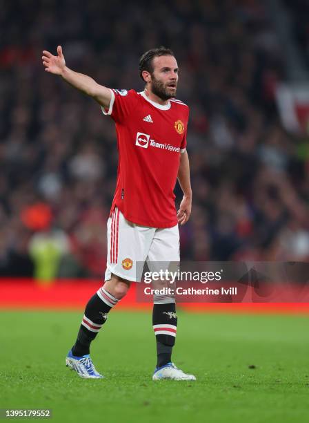 Juan Mata of Manchester United during the Premier League match between Manchester United and Brentford at Old Trafford on May 02, 2022 in Manchester,...