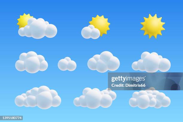 vector sun and cloud on blue sky. - cloudy sky stock illustrations