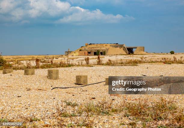 Abandoned military bomb testing buildings, former Atomic Weapons Research Establishment, Orford Ness, Suffolk, UK.