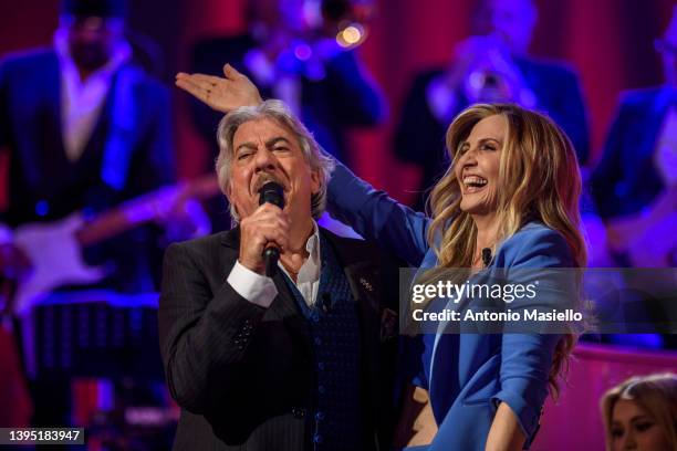 Marco Columbro and Lorella Cuccarini attend the Maurizio Costanzo Show on May 03, 2022 in Rome, Italy.
