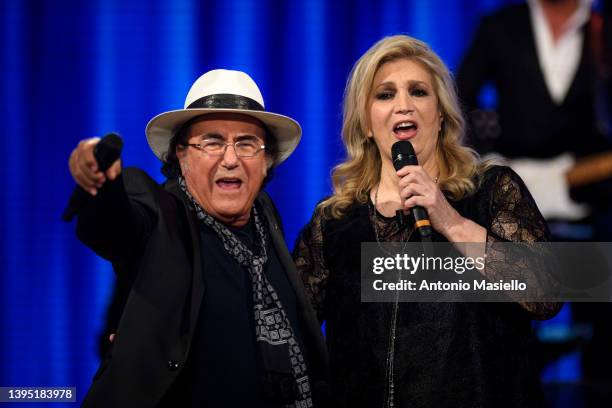 Albano Carrisi and Iva Zanicchi attend the Maurizio Costanzo Show on May 03, 2022 in Rome, Italy.