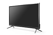 Black LED tv television screen blank isolated