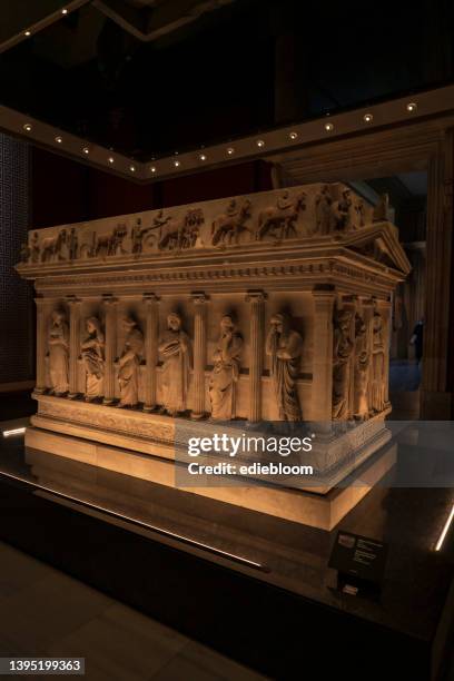 sarcophagus of the crying women - sarcophagus bildbanksfoton och bilder