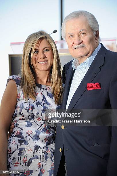Actress Jennifer Aniston who was honored with a star the the Hollywood Walk Of Fame with her father John Aniston on February 22, 2012 in Hollywood,...