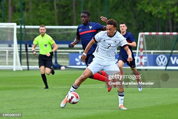 Eric Emanuel Da Silva Moreira of Germany fights for possession during the international friendly match between France U16 and Germany U16 at INF...