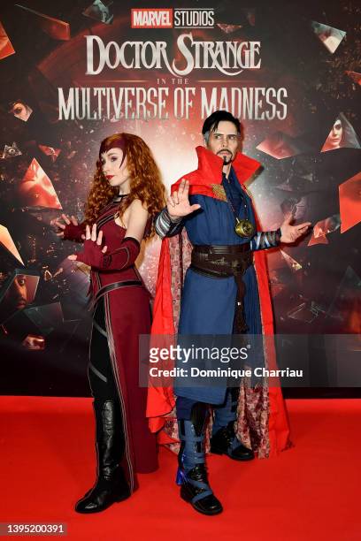 Cosplayers attend the "Doctor Strange In The Multiverse Of Madness" Paris Premiere Screening at le Grand Rex on May 03, 2022 in Paris, France.