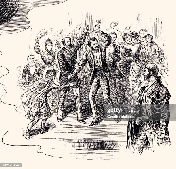 wedding party in 1883 (xxxl with lots of details) - wedding reception dance stock illustrations