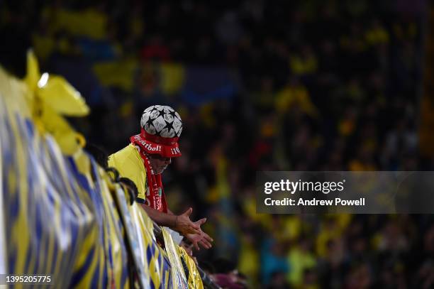 Villarreal fan during the UEFA Champions League Semi Final Leg Two match between Villarreal and Liverpool at Estadio de la Ceramica on May 03, 2022...