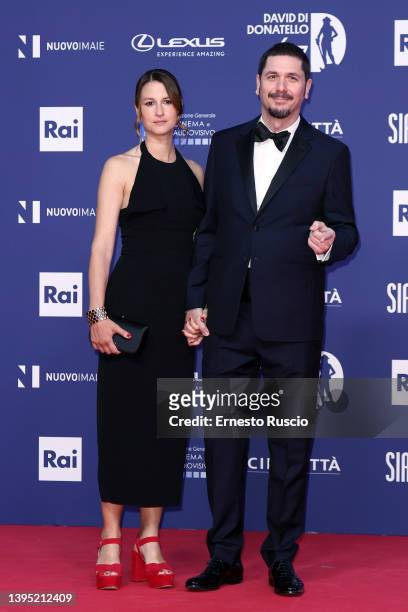 Alice Vicario and Gabriele Mainetti attend the 67th David Di Donatello red carpet on May 03, 2022 in Rome, Italy.