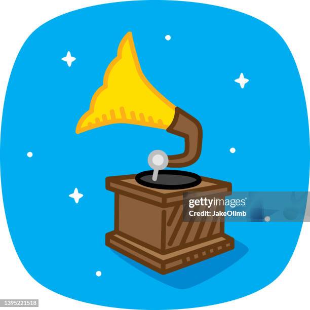 gramophone doodle 1 - wood deck stock illustrations