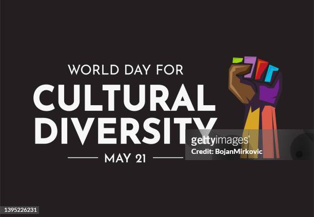 world day for cultural diversity card, may 21. vector - world human rights day stock illustrations