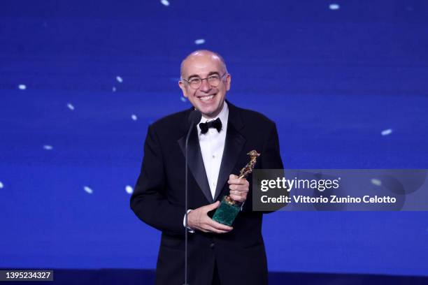 Giuseppe Tornatore with David di Donatello Best documentary is seen on stage during the 67th David Di Donatello show on May 03, 2022 in Rome, Italy.