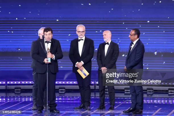 Ennio movie sound designers are awarded with David di Donatello for best sound by Carlo Conti on stage during the 67th David Di Donatello show on May...