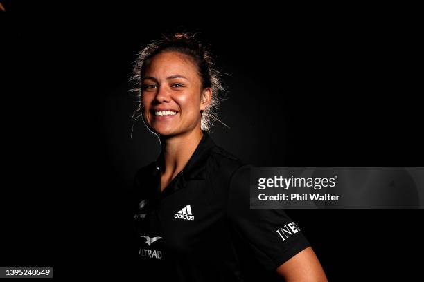 Ruby Tui of the Black Ferns poses for a portrait during the Black Ferns squad naming for the 2022 June Series at the All Blacks Experience on May 04,...