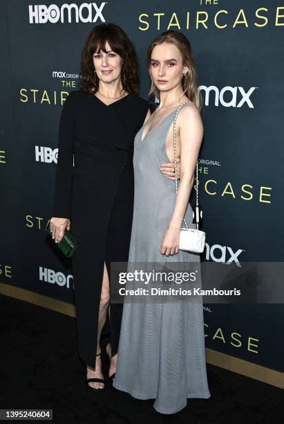 Rosemarie DeWitt and Olivia DeJong attend HBO Max's "The Staircase" New York Premiere at Museum of Modern Art on May 03, 2022 in New York City.