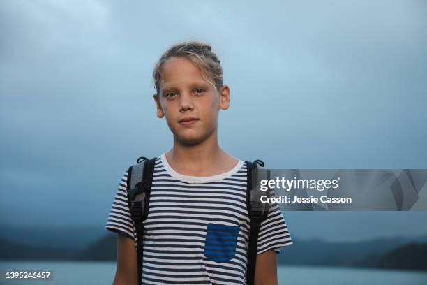 boy in dramatic landscape - androgyn foto e immagini stock