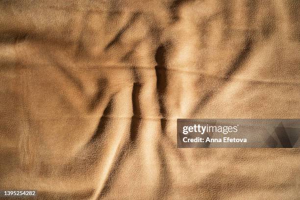 texture of light brown leather. macro photography in flat lay style - tan suede stock pictures, royalty-free photos & images