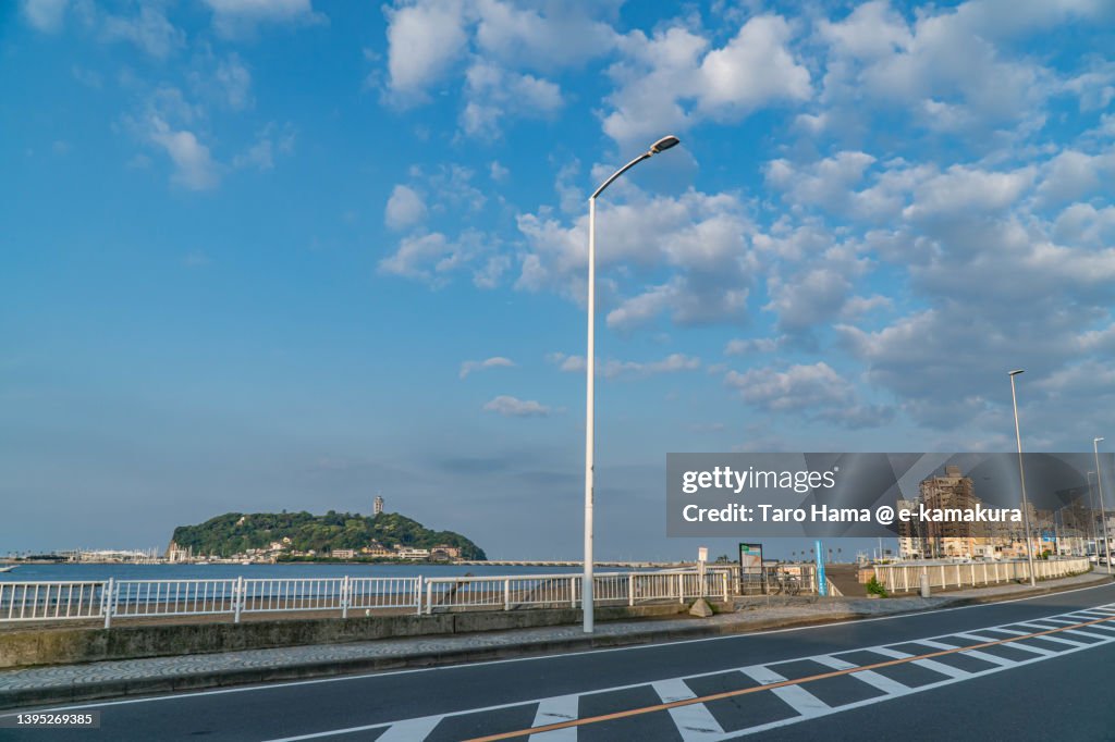 The coast road in Kanagawa of Japan