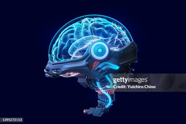 futuristic human brain machine - computer exploded view stock pictures, royalty-free photos & images